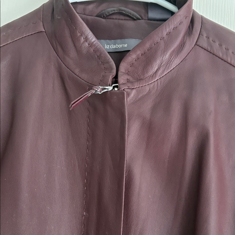 Liz Claiborne Deep Burgundy Leather Jacket - Picture 2 of 4